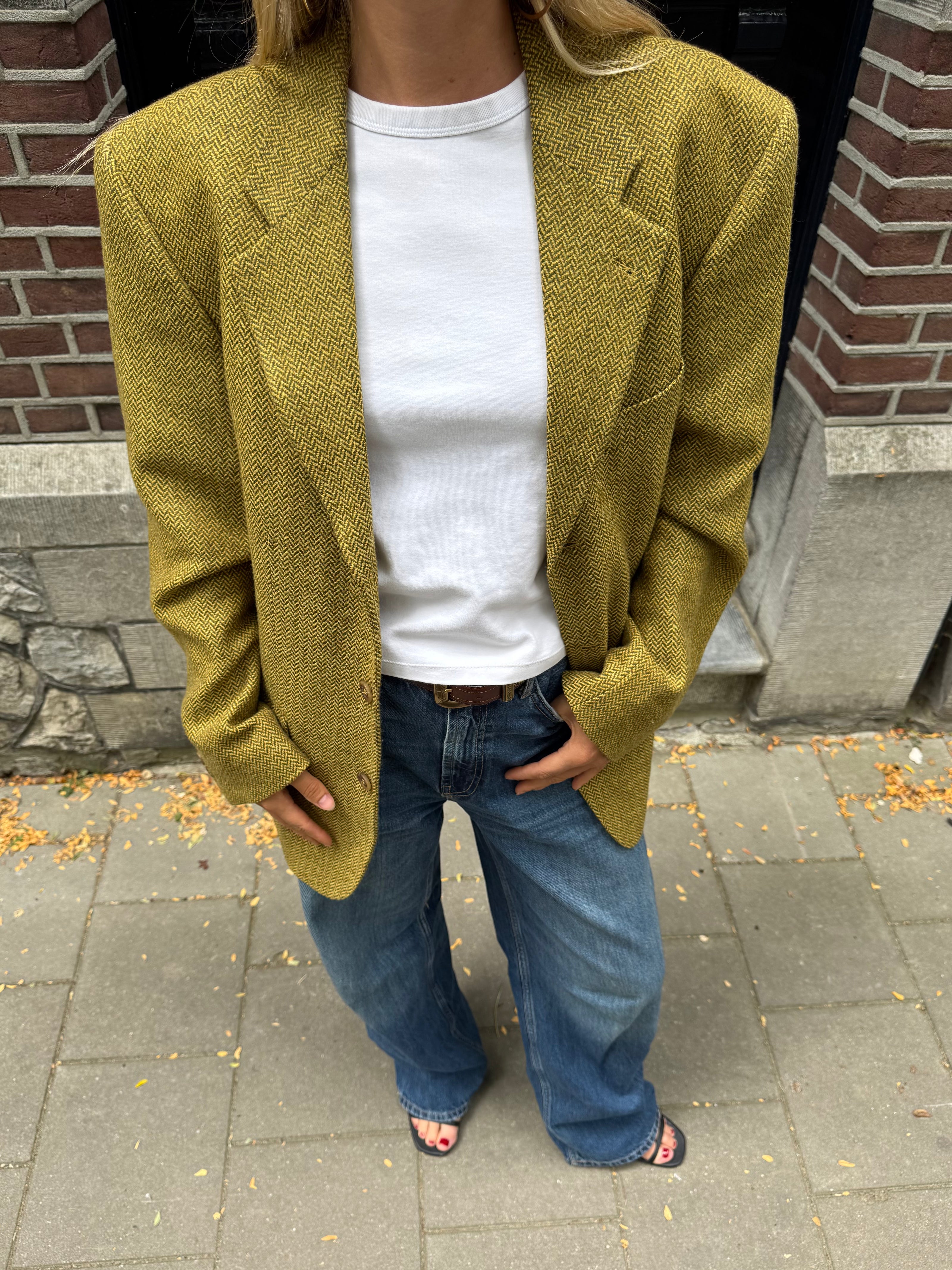Yellow/Beige/Khaki Oversized Vintage Blazer