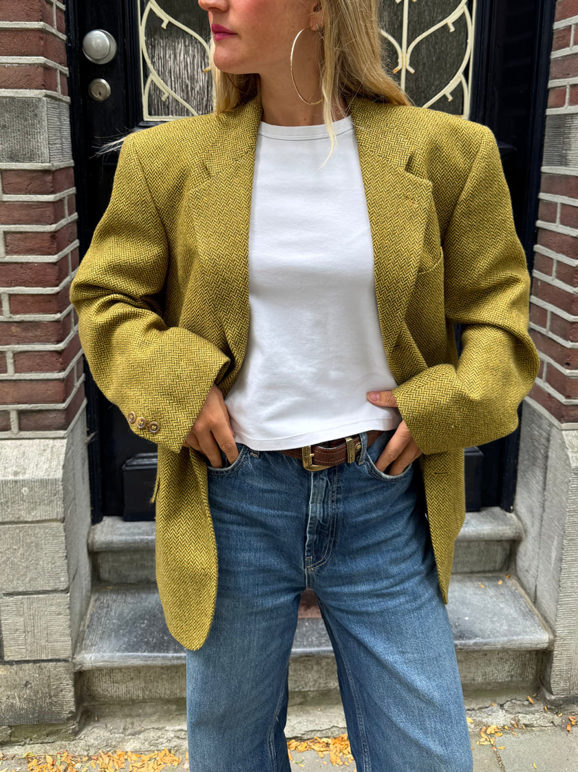Yellow/Beige/Khaki Oversized Vintage Blazer