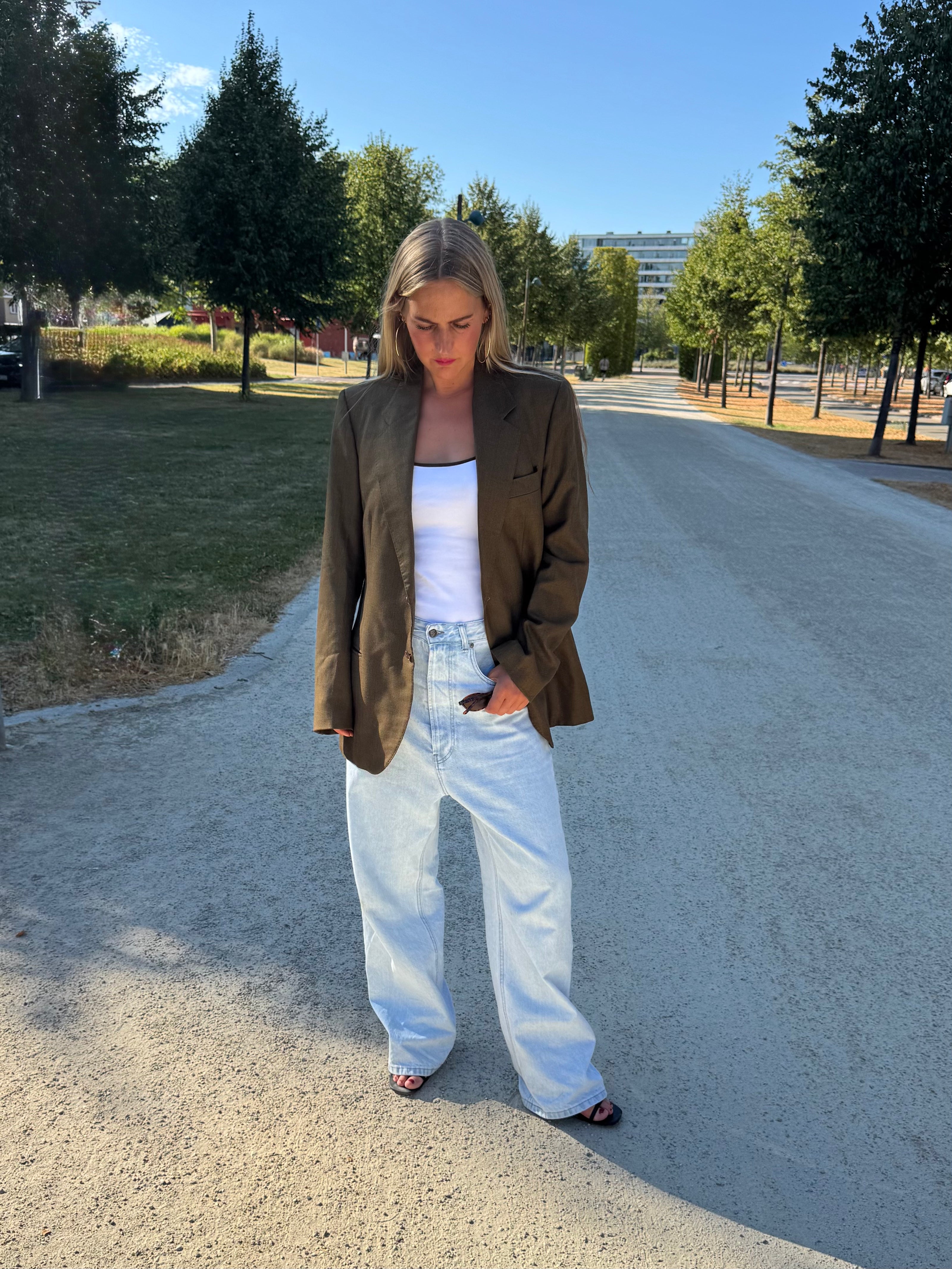 Dark Green / Brown Checked Oversized Blazer