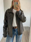 Super Oversized Distressed Grey Leather Jacket