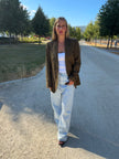 Dark Green / Brown Checked Oversized Blazer