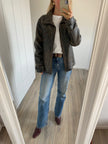 Super Oversized Distressed Grey Leather Jacket
