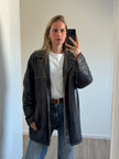 Distressed Rustic Leather Vintage Jacket with Buttons
