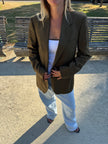 Dark Green / Brown Checked Oversized Blazer