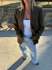 Dark Green / Brown Checked Oversized Blazer