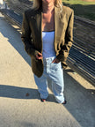 Dark Green / Brown Checked Oversized Blazer