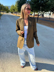 Dark Green / Brown Checked Oversized Blazer