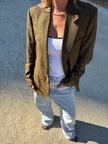 Dark Green / Brown Checked Oversized Blazer