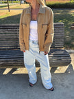 Oversized Beige Suede Jacket