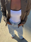 Oversized Beige/Brown Checked Vintage Blazer