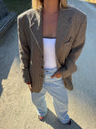 Oversized Beige/Brown Checked Vintage Blazer