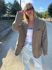 Oversized Beige/Brown Checked Vintage Blazer