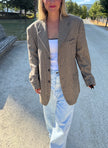 Oversized Beige/Brown Checked Vintage Blazer
