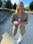 Oversized Beige/Brown Checked Vintage Blazer
