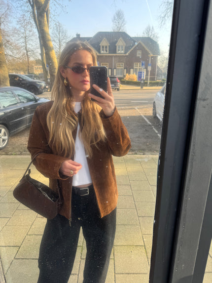 Camel Brown Suede Vintage Jacket