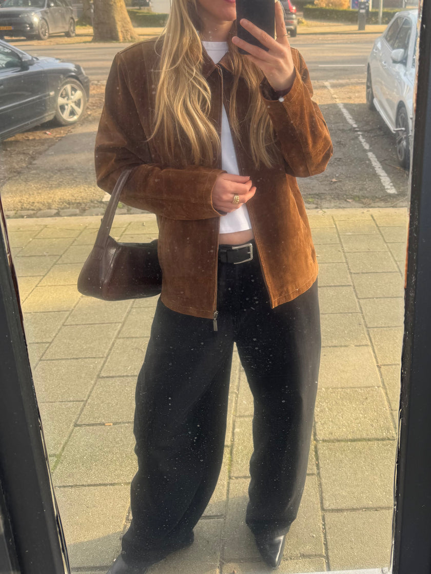 Camel Brown Suede Vintage Jacket