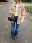 Light Beige Oversized Vintage Suede Jacket