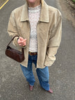 Light Beige Oversized Vintage Suede Jacket