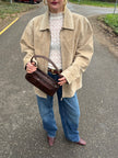 Light Beige Oversized Vintage Suede Jacket