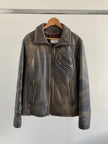 Super Oversized Distressed Grey Leather Jacket