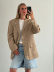 Vintage Beige Oversized Checked Blazer