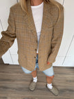 Vintage Beige Oversized Checked Blazer