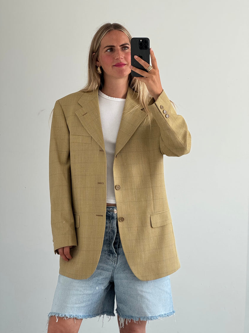 Beige Checked Blazer