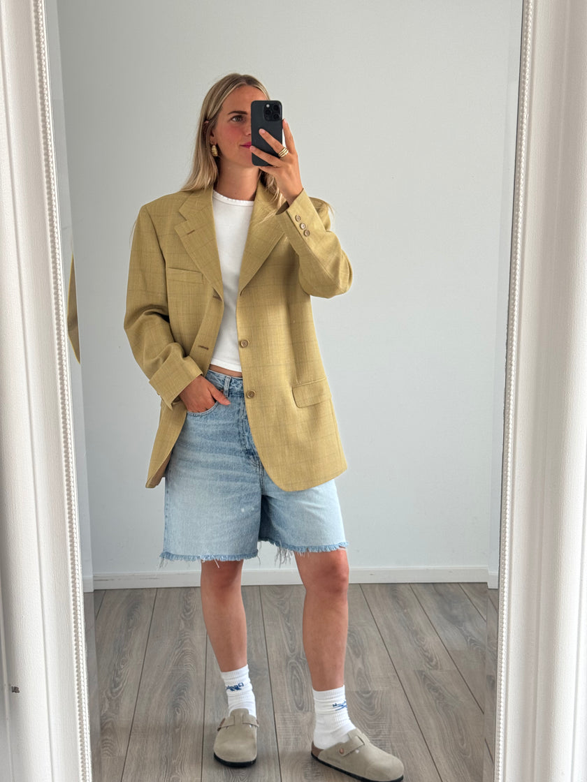 Beige Checked Blazer