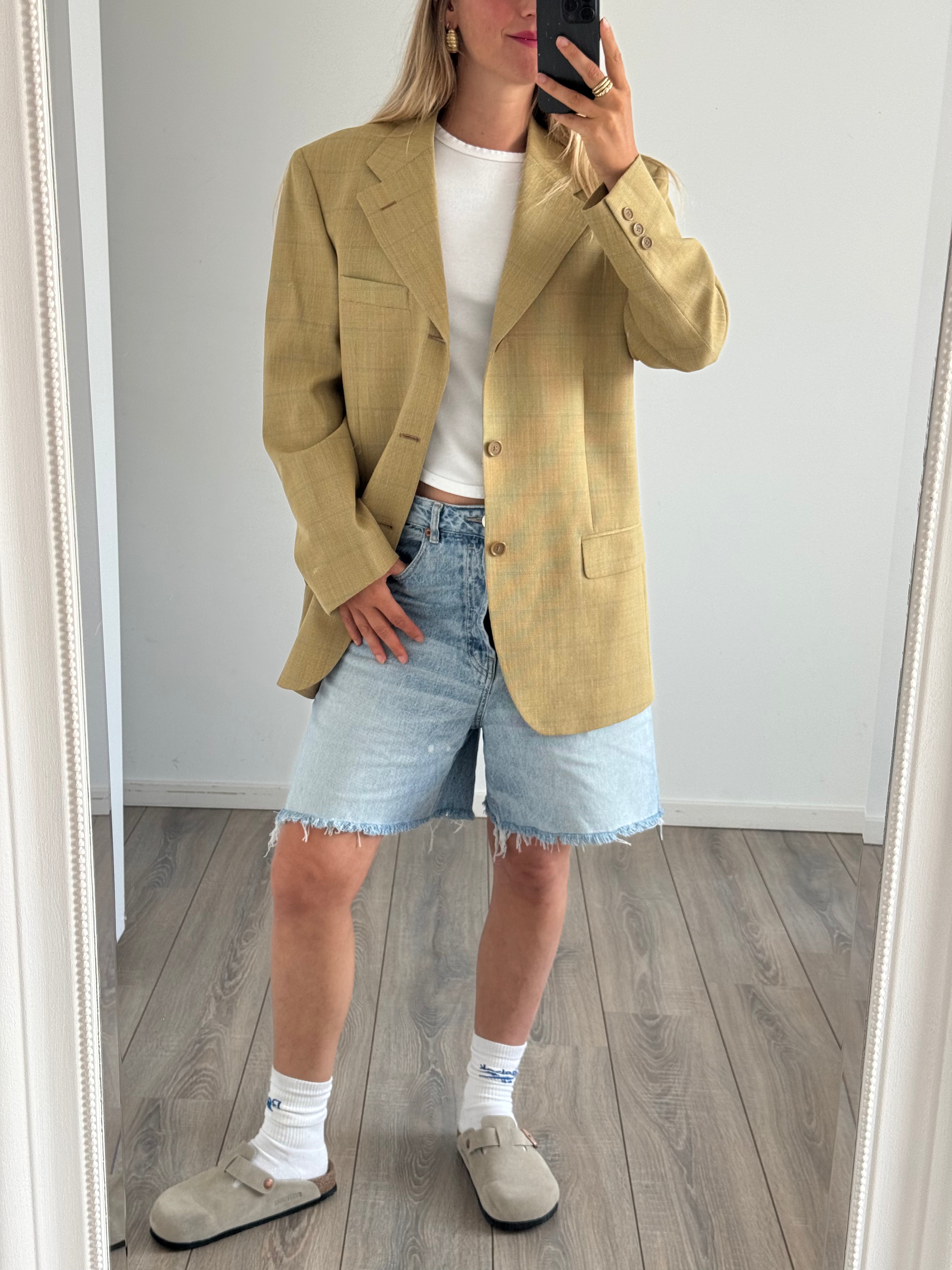 Beige Checked Blazer