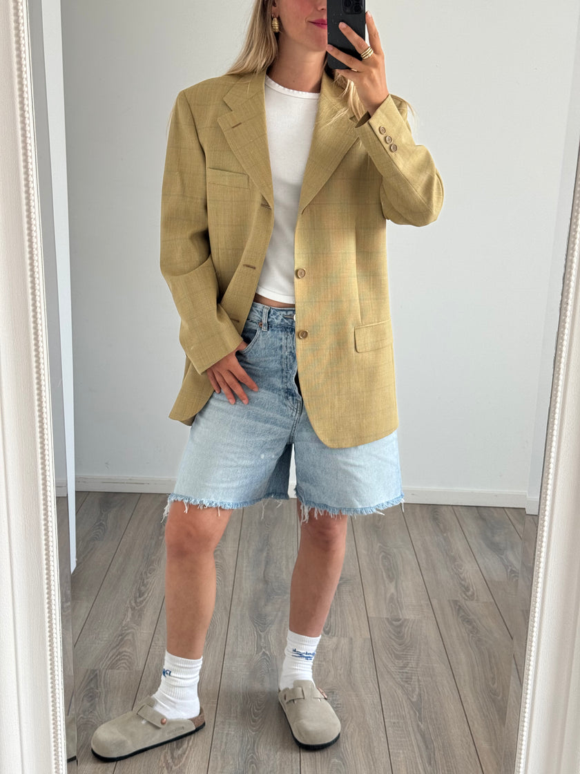 Beige Checked Blazer