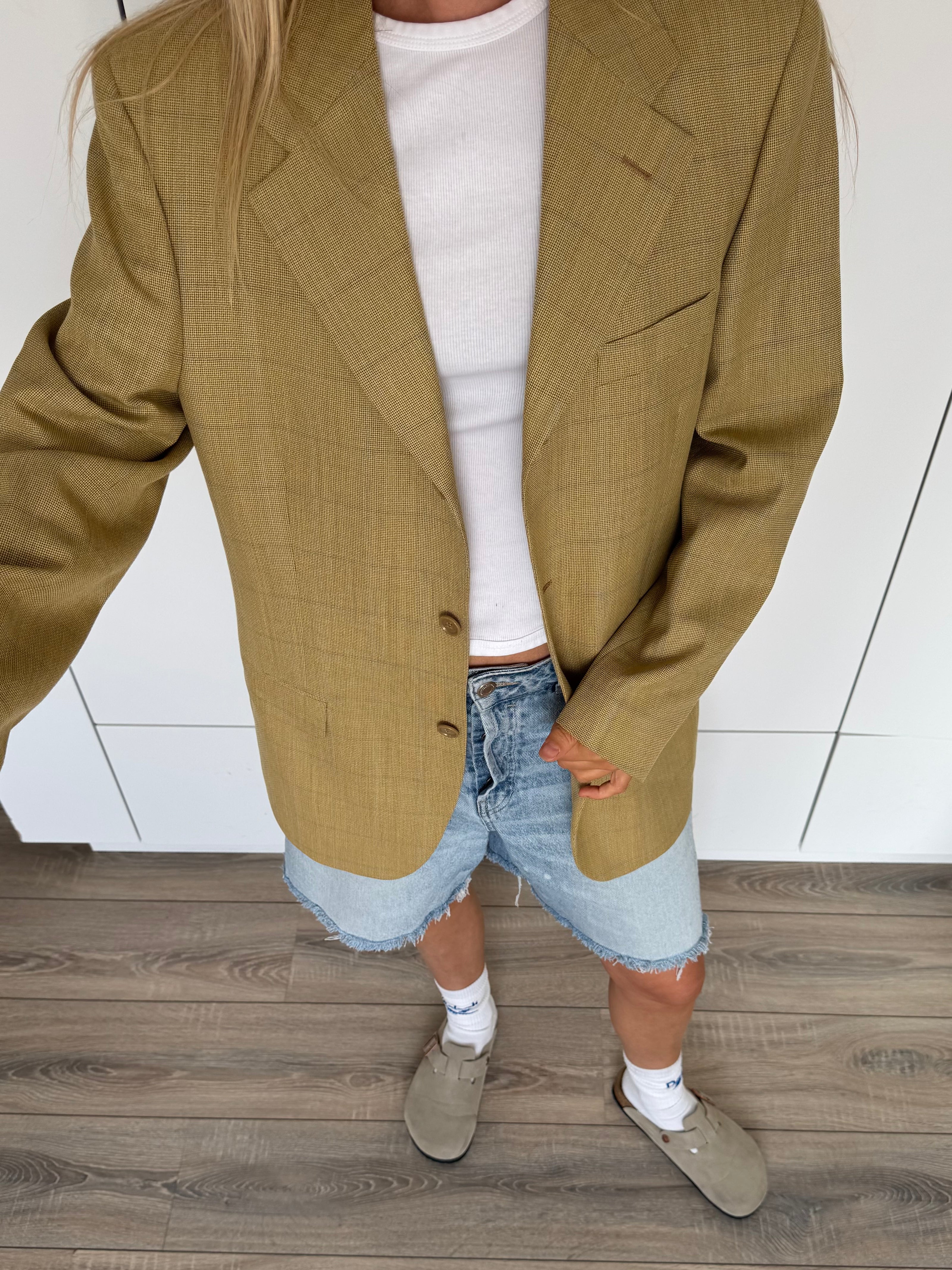 Beige Checked Blazer