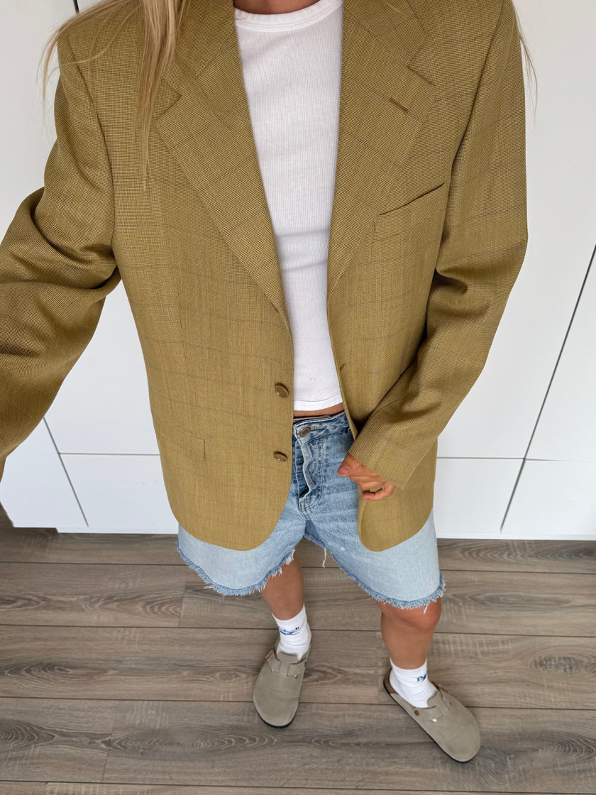 Beige Checked Blazer