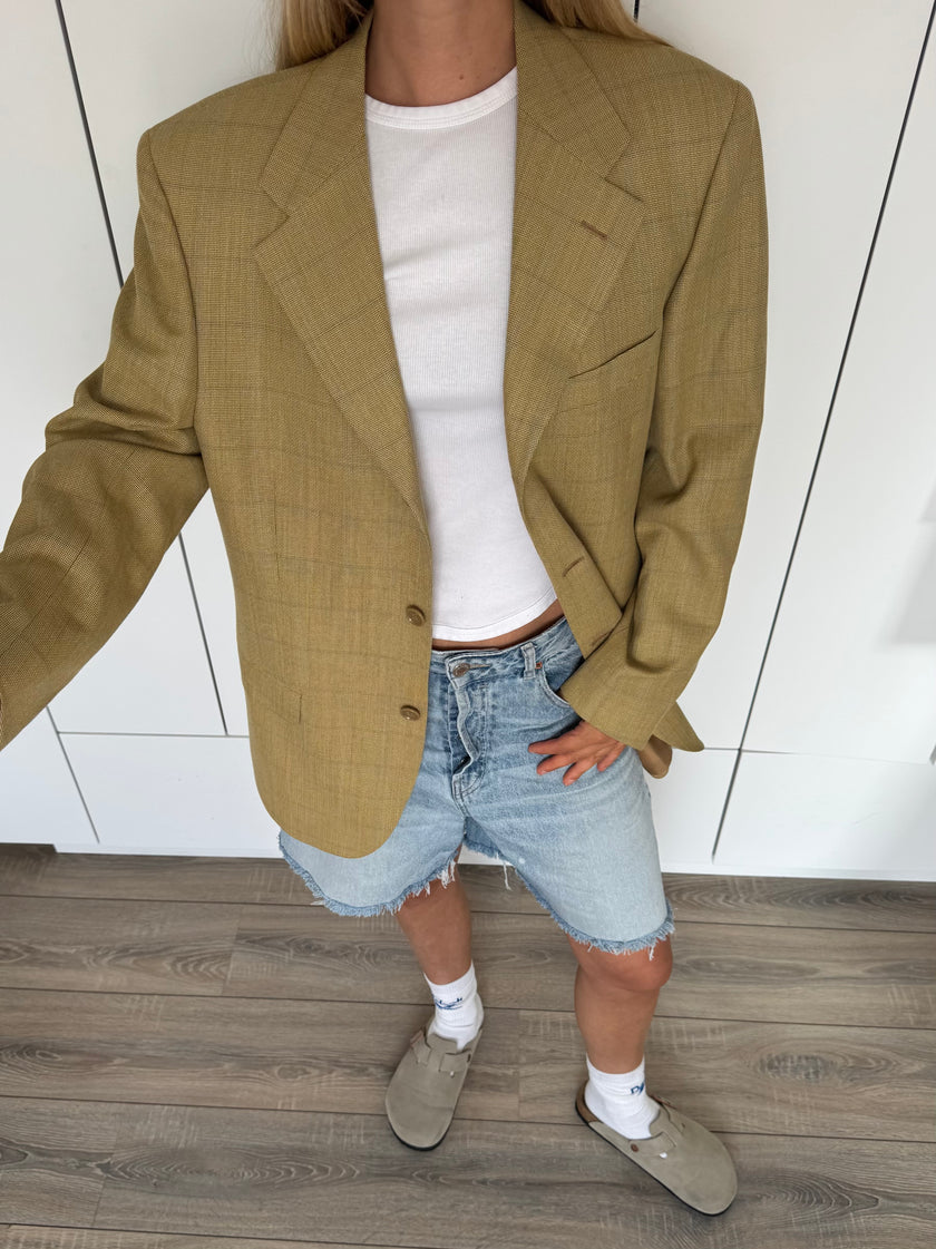 Beige Checked Blazer
