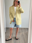 Soft Yellow/Beige Checked Oversized Blazer