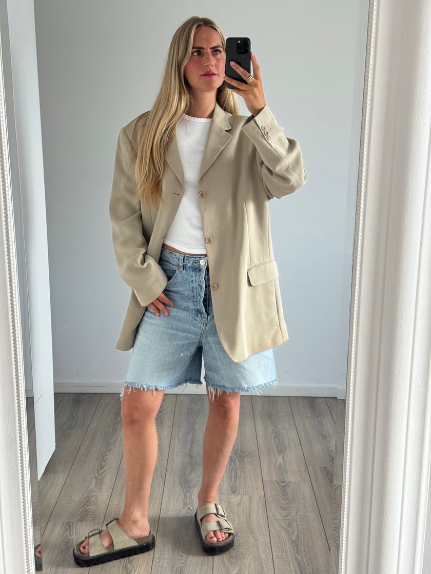 Light Beige/Grey Blended Blazer