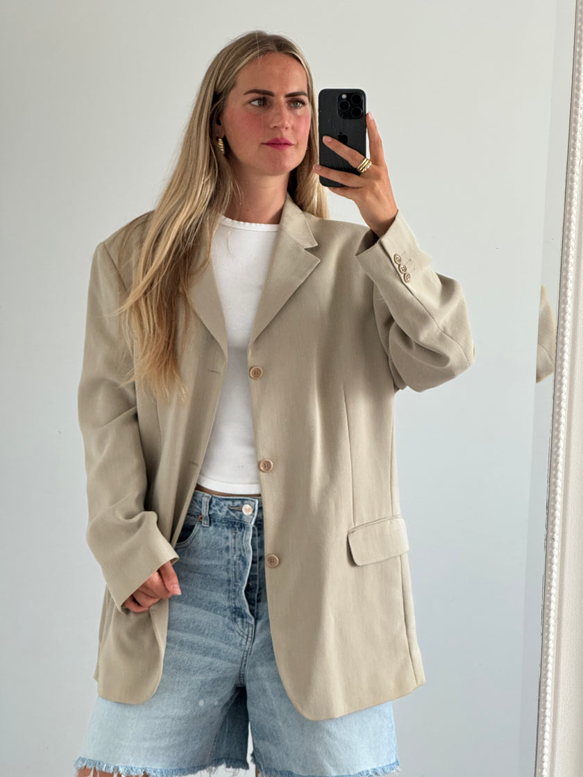 Light Beige/Grey Blended Blazer