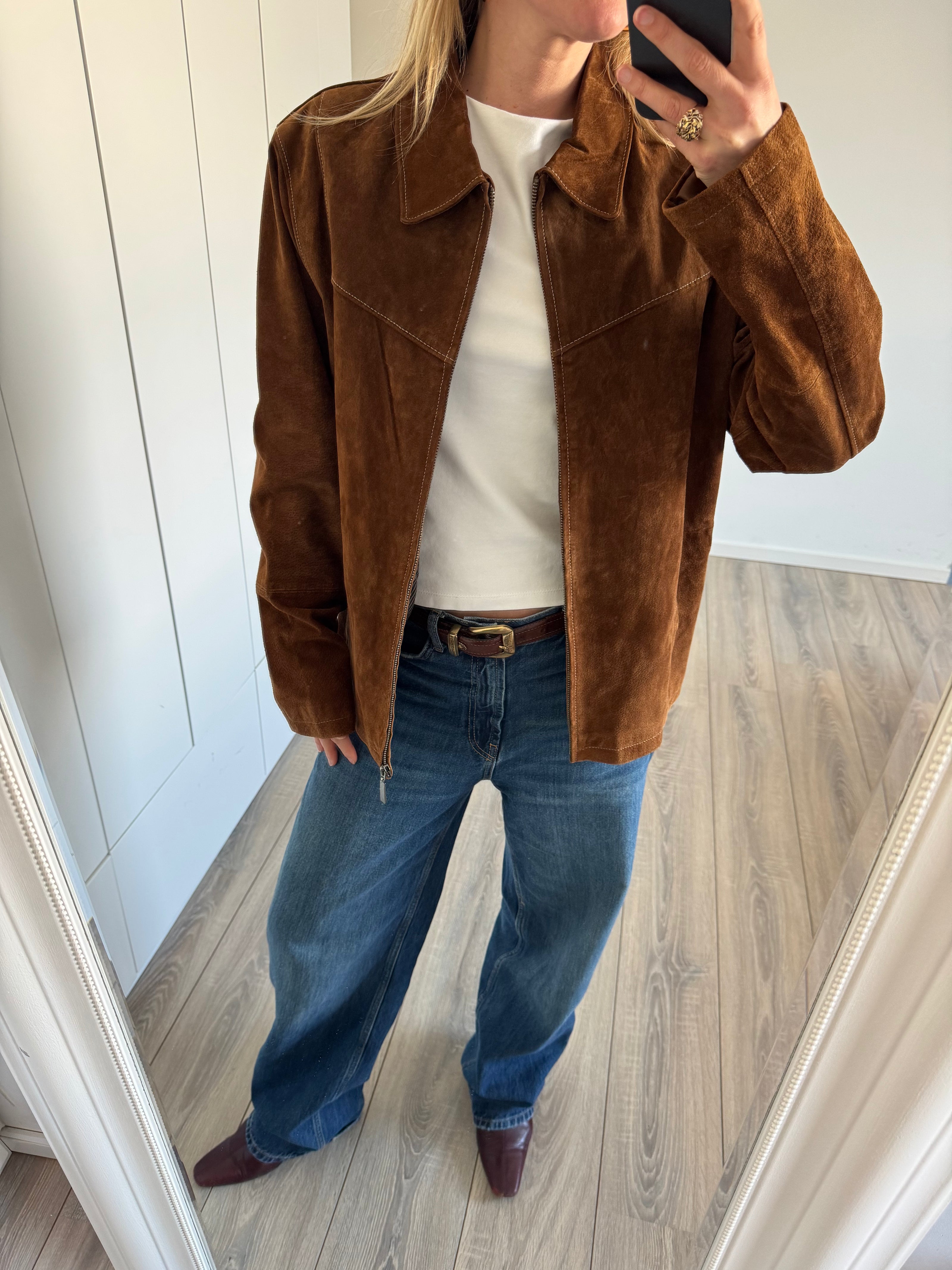Camel Brown Suede Vintage Jacket