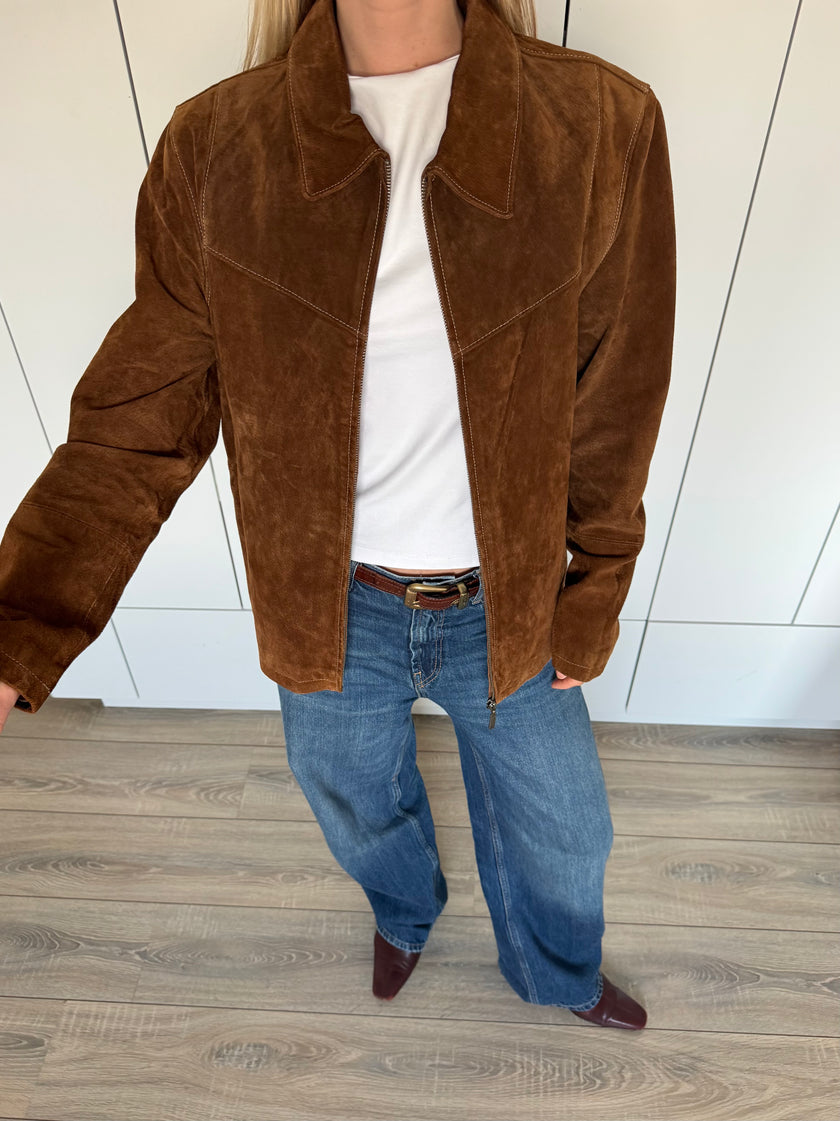 Camel Brown Suede Vintage Jacket