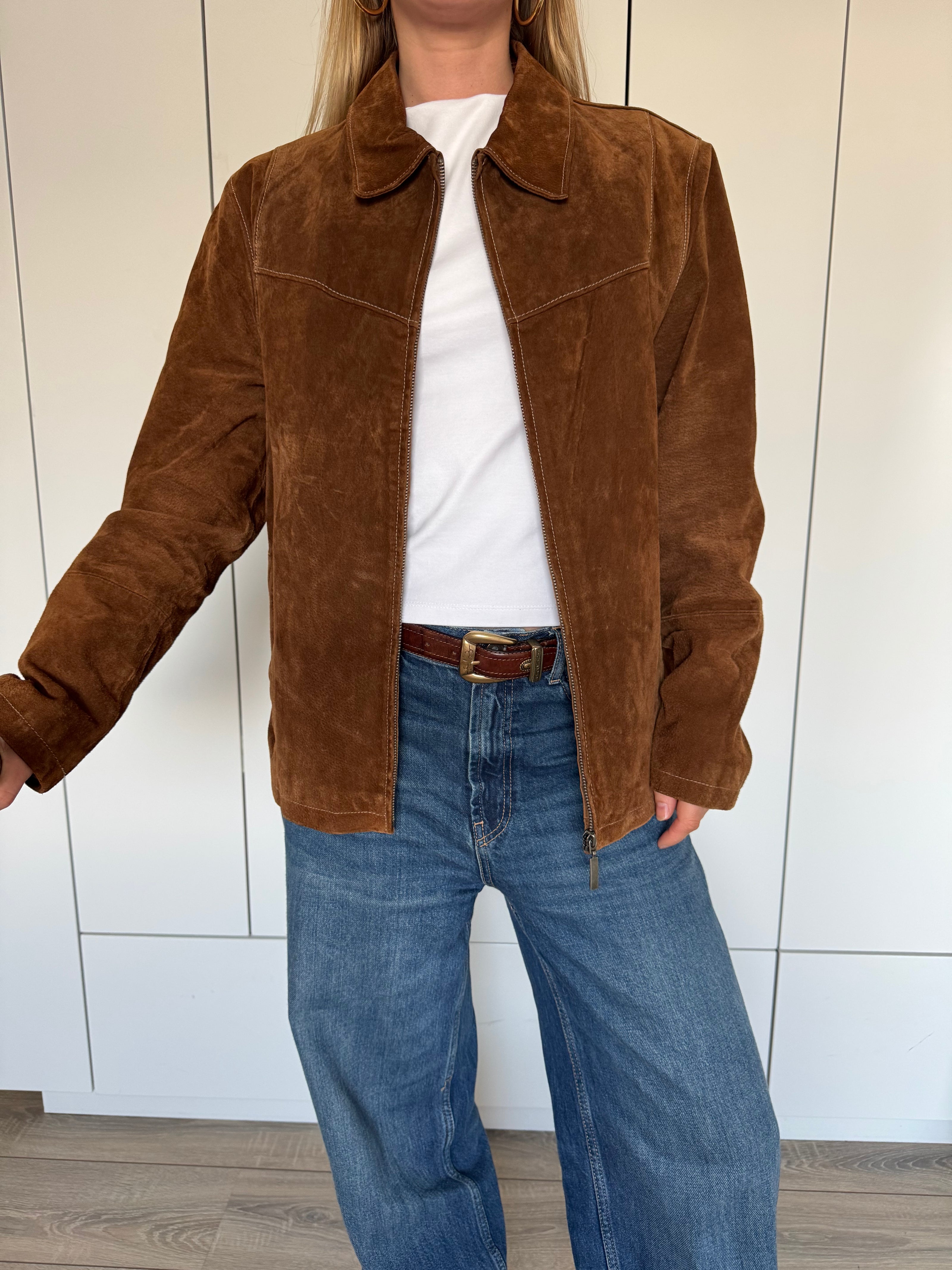Camel Brown Suede Vintage Jacket