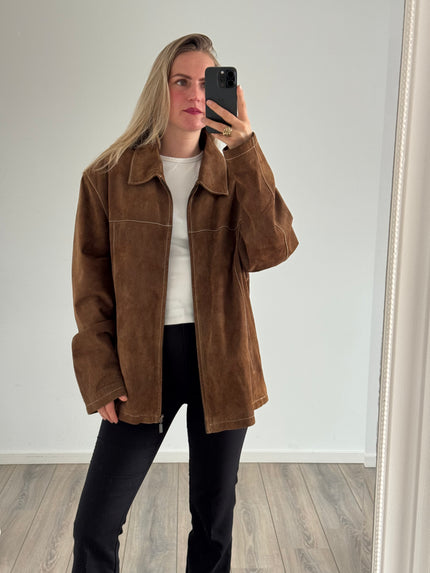 Camel Oversized Vintage Suede Western Jacket