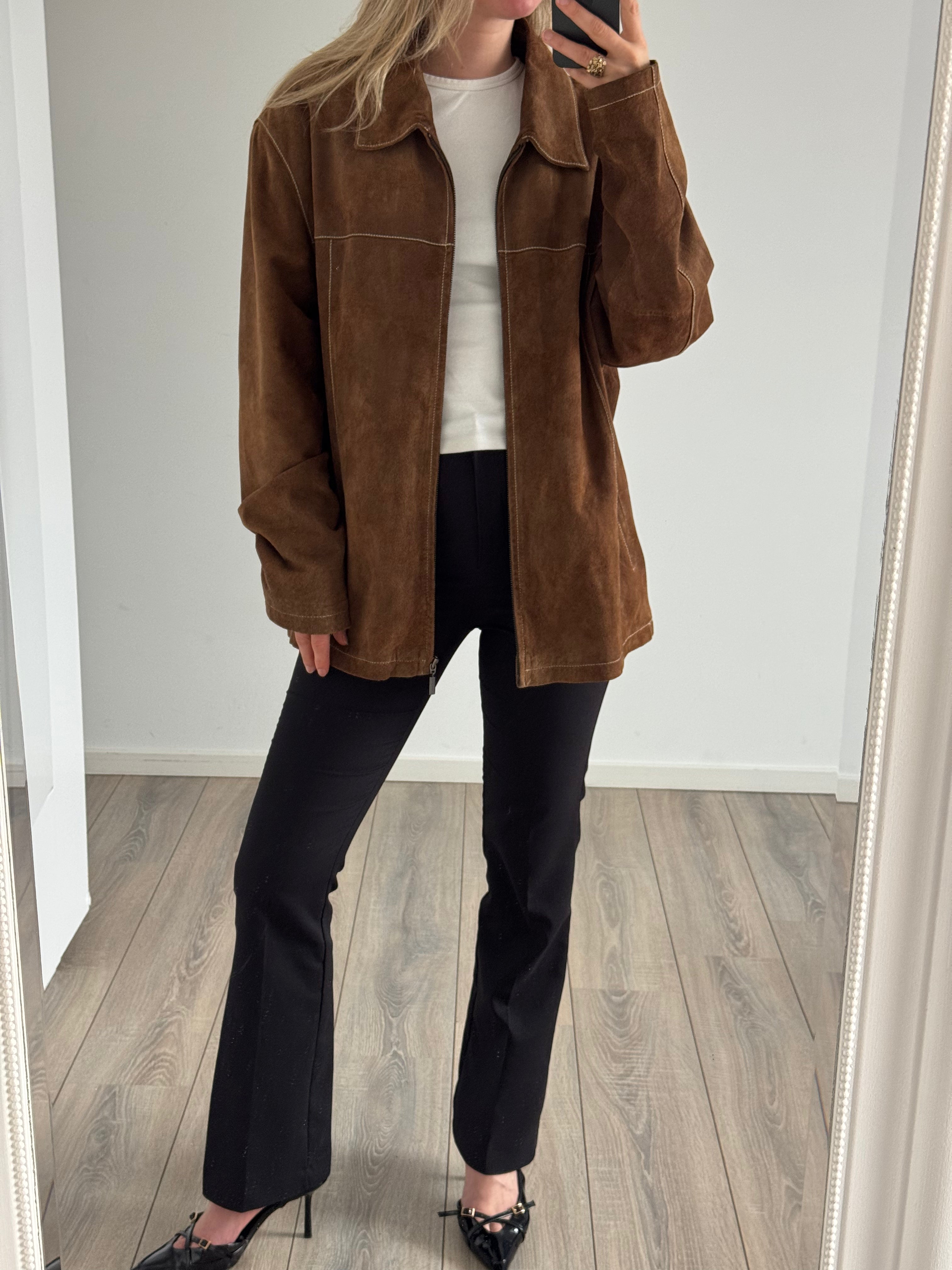 Camel Oversized Vintage Suede Western Jacket