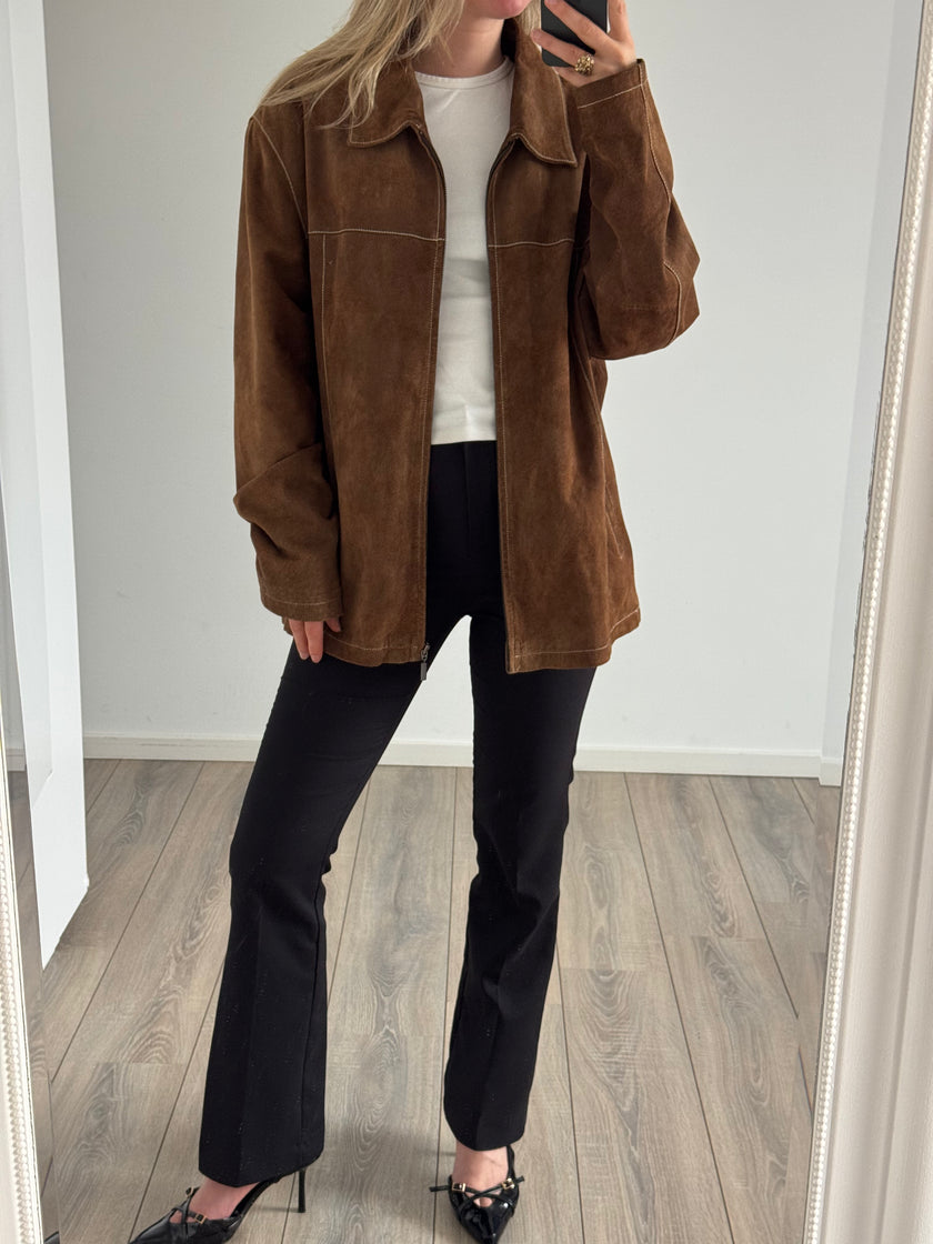 Camel Oversized Vintage Suede Western Jacket