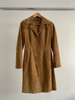 Beige Long Vintage Suede Trenchcoat