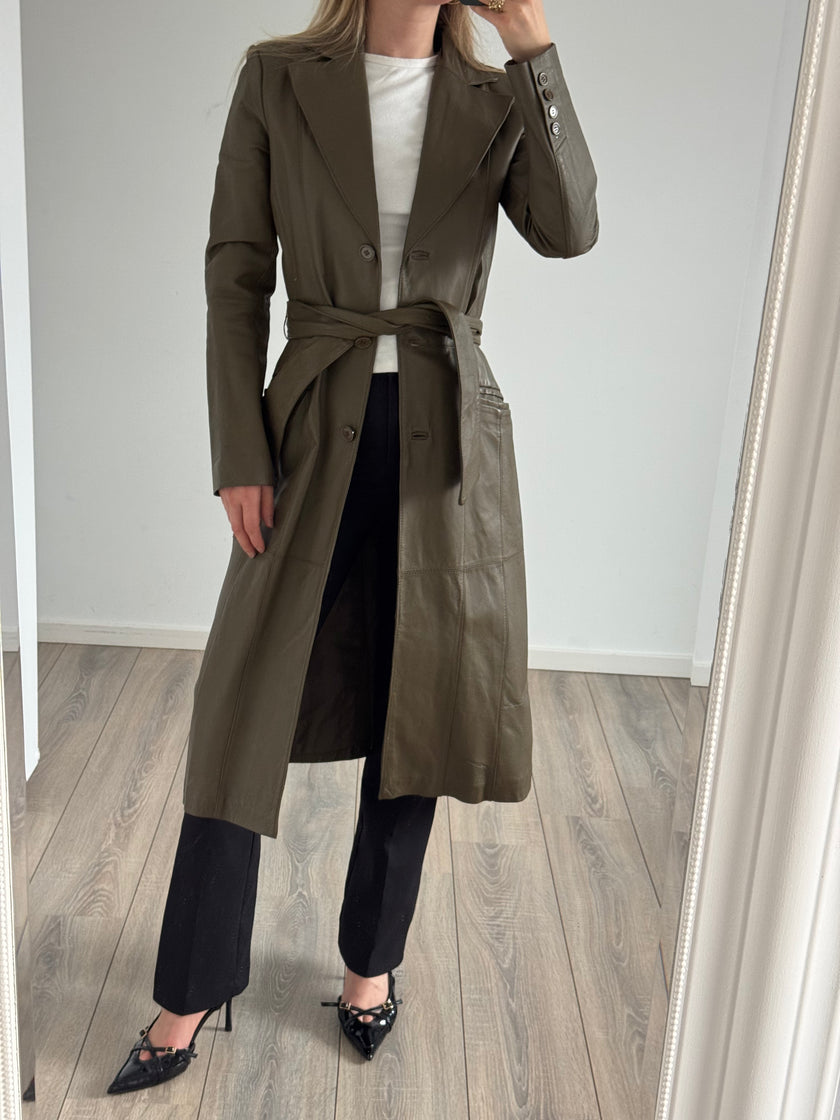 Vintage Long Green Trench Coat