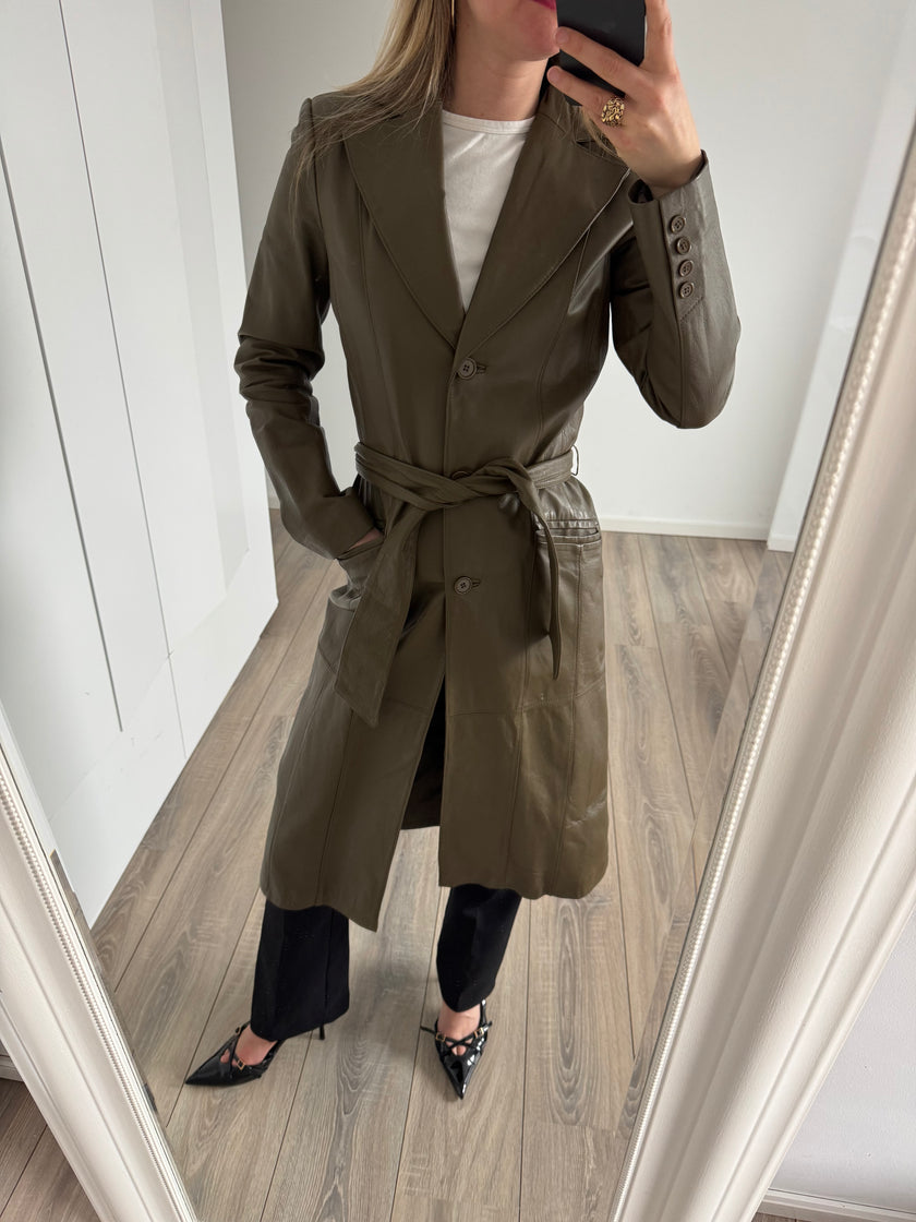 Vintage Long Green Trench Coat