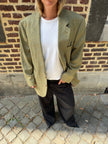 Beige Checked Oversized Blazer