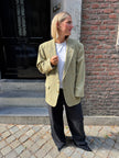Beige Checked Oversized Blazer