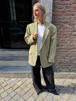 Beige Checked Oversized Blazer