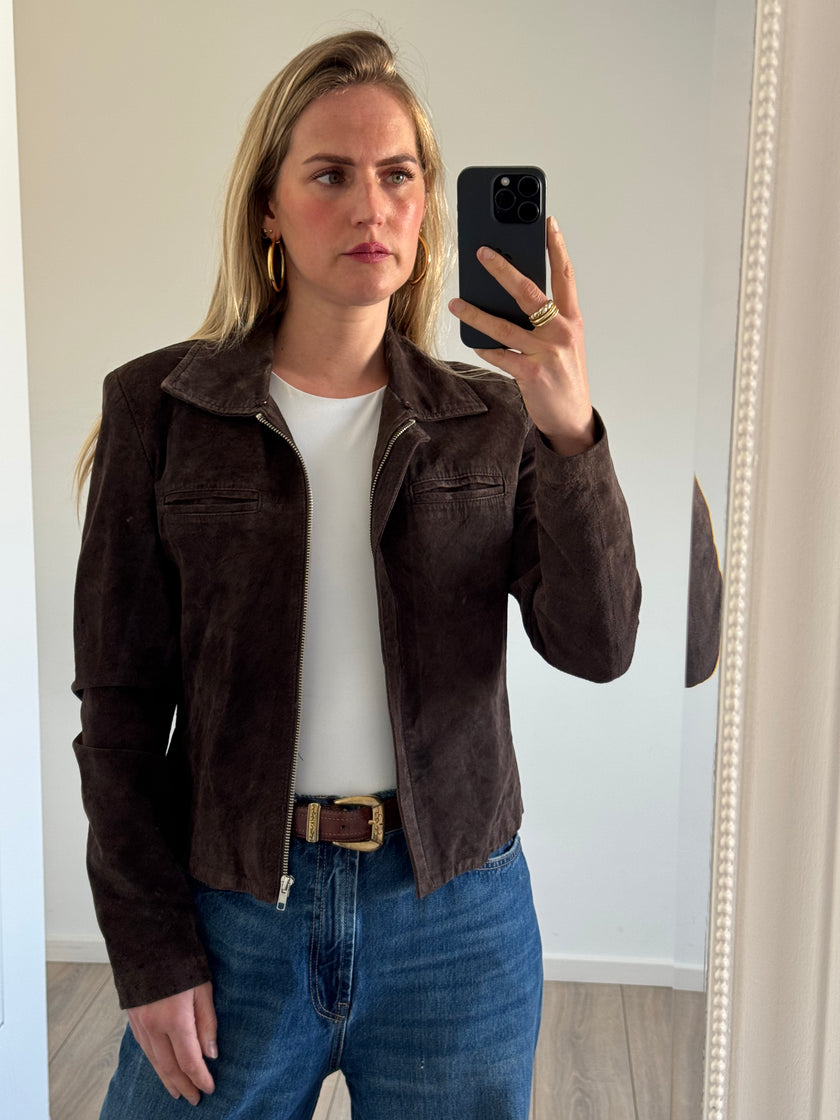 Short Brown Suede Vintage Jacket
