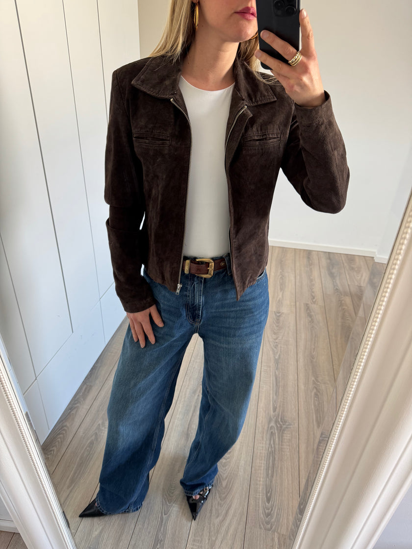 Short Brown Suede Vintage Jacket
